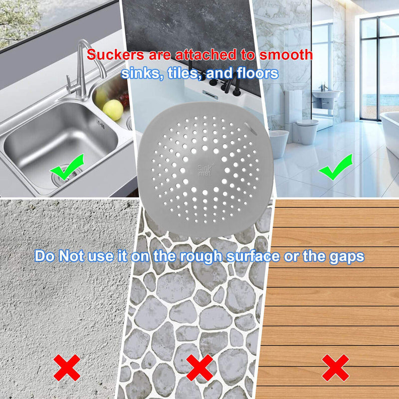 Kitchen Sink Strainer & Bathroom Shower Sink Stopper Covers (Dark Grey)