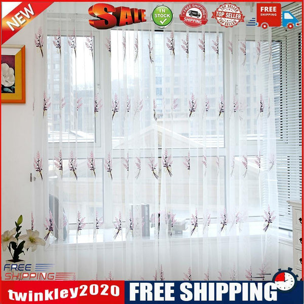 2m Screen Embroidery Sheer Voile Window Drape Curtain for Living Room(Pink)