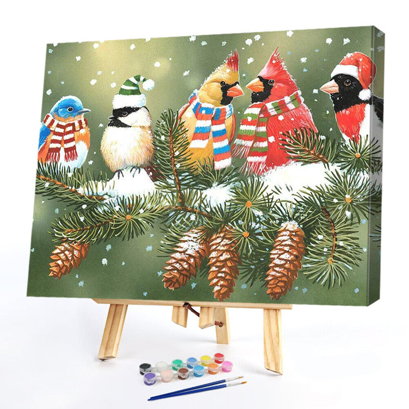 Oil Paint by Numbers Snow Bird Canvas Artwork Living Room Picture Decoration Kit