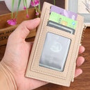 PU Solid Wallet Card Holder Bag Women Tassel Multi-slot Mini Purse (Khaki)