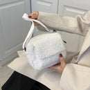 Women Autumn Winter Fashion Lamb Wool Pure Color Messenger Bags Shoulder Bag