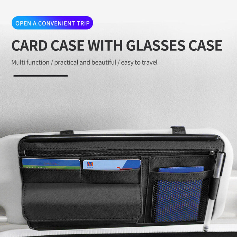 Car Auto Sun Visor Organizer Bill Pen Card Holder Sunglasses Case (Black) Newly