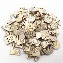 50PCS Wooden Craft Animal Pattern Snail Rabbit Handmade Embellishment Ornaments