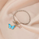 Fashion Butterfly Pendant Metal Buckle Women Charm Bangle Jewelry Gift Bracelet