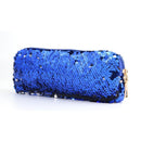 Sequins Pencil Case Cosmetics Bags Women Girl Purse Clutch Pen Bags (Blue)