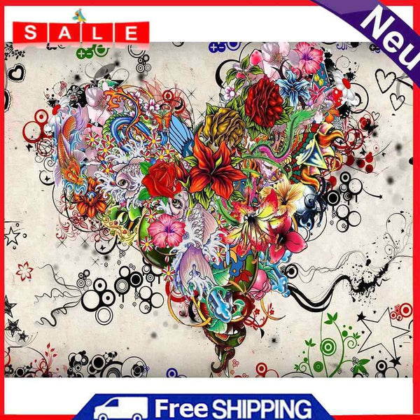 Painting By Numbers DIY Love Heart Hand Painted Canvas Oil Art Picture Craft Kit