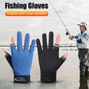 Fishing Gloves Anti-slip 2 Cut Finger Breathable Cycling Mitten (Blue) Newly