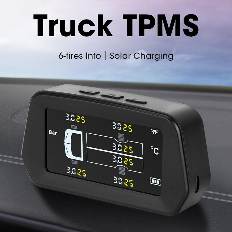 Solar Truck TPMS Tire Pressure Monitoring System with 6 External Sensors Newly