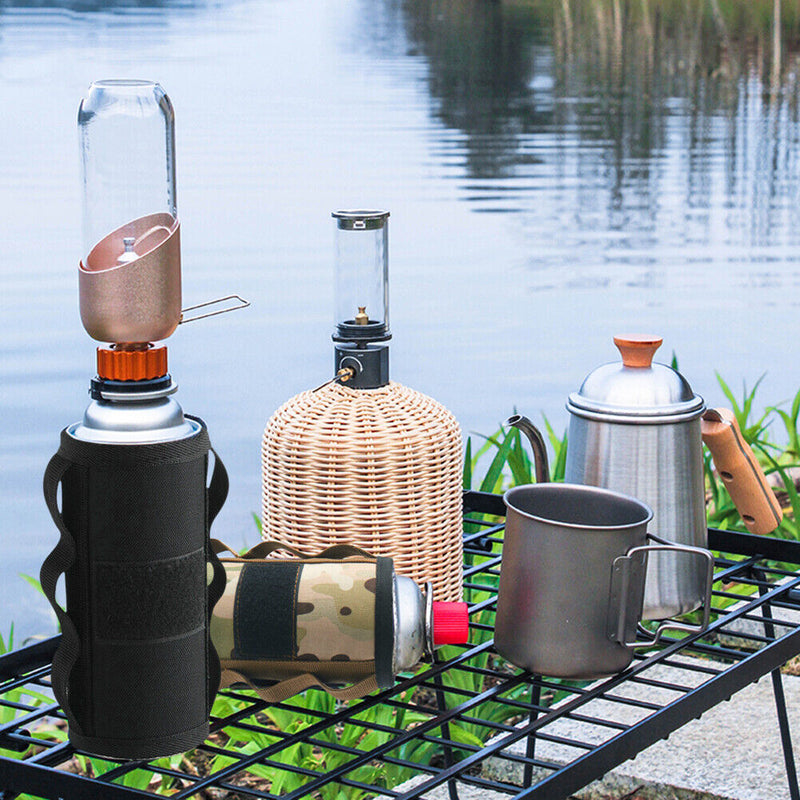 Outdoor Gas Canister Protective Cover MOLLE System Adhesive Gas Tank Wrap Bags