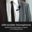 USB Lavalier Microphone Clip on Collar Condenser Lapel Mic for Meeting PC Newly