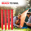 Snow & Sand Tent Stakes Pegs - Rustproof Aluminum U-Shaped Tent Pegs (Red) Newly