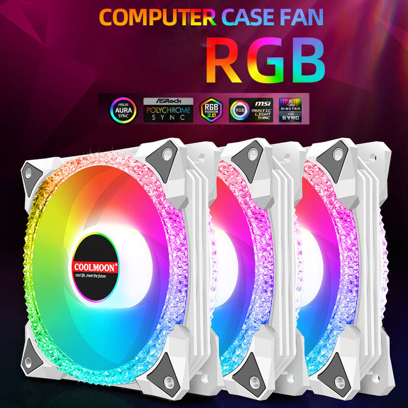 COOLMOON AS2 3pcs Hydraulic Computer Case Fan with ARGB Controller (White)