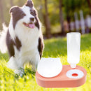 2 in 1 Pet Cat Feeder Bowl Automatic Drinking Water Dog Bowl (Orange Pink) Newly