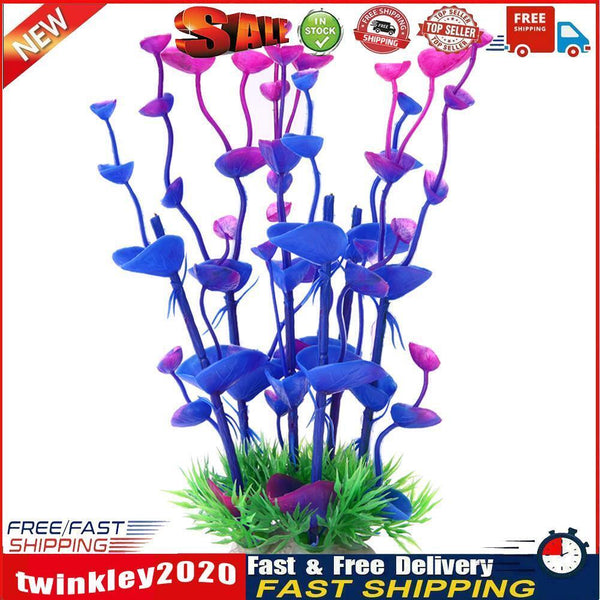 Purple Artificial Plastic Grass Fish Tank Water Plant Aquarium Decor Newly
