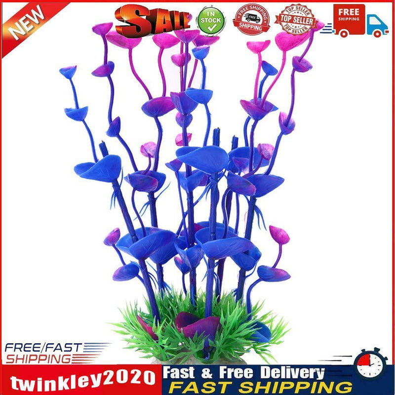 Purple Artificial Plastic Grass Fish Tank Water Plant Aquarium Decor Newly
