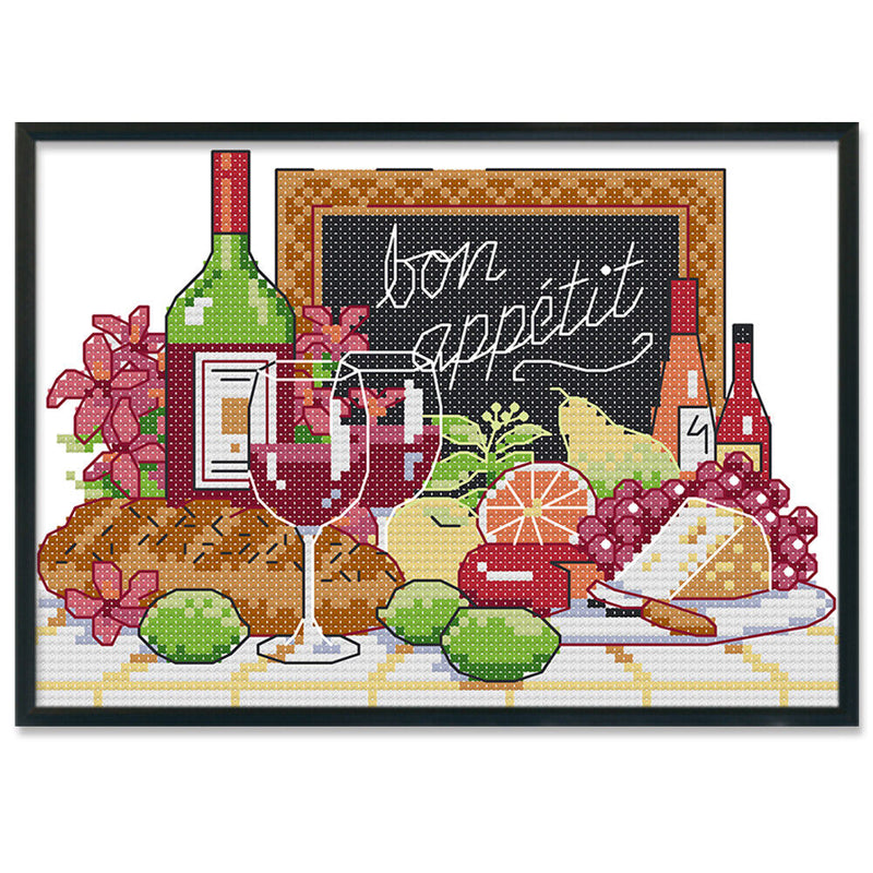 Cross Stitch Printed Embroidery DIY Needlework 14CT Stamped (J457 Wine)
