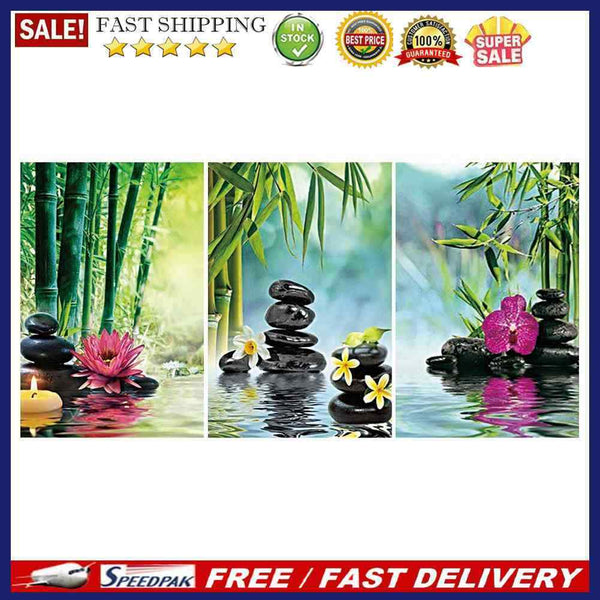 3pcs 5D DIY Full Drill Diamond Painting Stone Flowers Cross Stitch Crafts