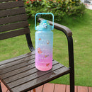 2000ML Large-capacity Water Bottle Frosted Straw Cup Leak-proof (Green) Newly