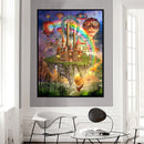 DIY Sky City and Rainbow Printed Cross Stitch Full Cotton Handmade Embroidery