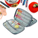 Yarns Crochet Hook Tool Storage Bag Knitting Needle Organizer (Grey Flower)