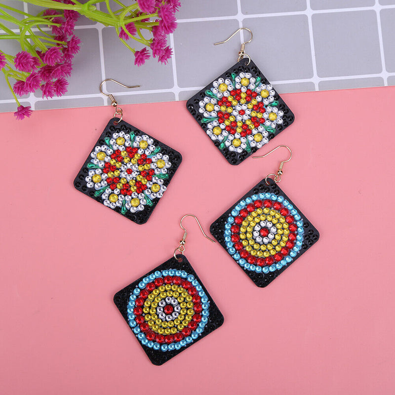 5D DIY Diamond Painting Earrings Double-sided Square Drop Earrings (RZ012) Newly