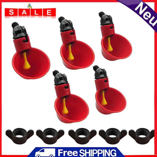 5pcs Bird Coop Poultry Chicken Drinker Water Drinking Bowl Cups Poultry Tools