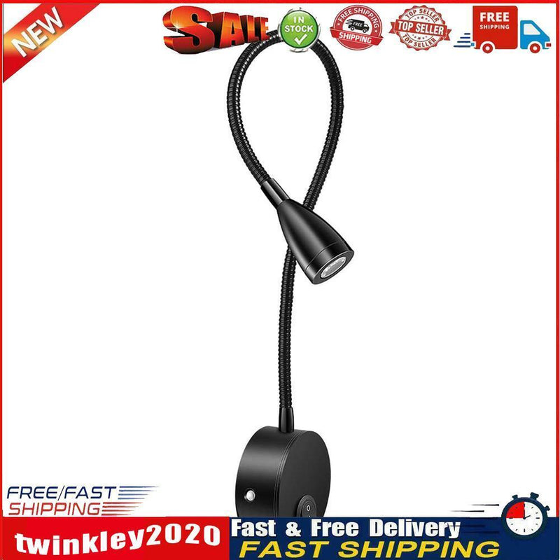 LED Flexible Gooseneck Spotlight 360 Degree Rotation Bedside Lamp (Black) Newly