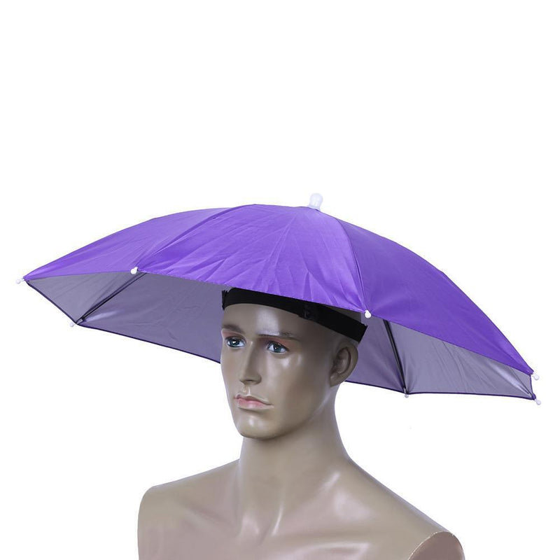 5pcs Outdoor Sunscreen Anti-Rain Elastic Band Head Umbrella Hat (Purple)