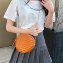 Women PU Leather Embroidery Thread with Tassel Zipper Shoulder Bag (Brown)