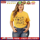 Ladies Printing Loose Round Neck Tops Casual Women Summer Short Sleeve T-shirt