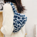 Animal Pattern Underarm Bag Women Mini Plush Shoulder Handbags Purse (12)