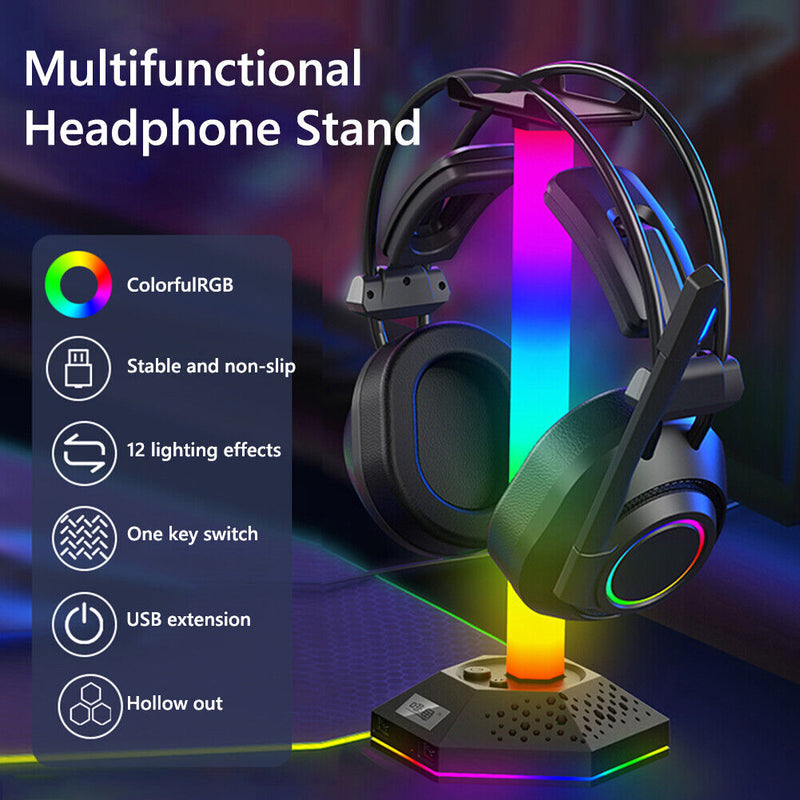 RGB Gaming Headphone Stand Headphones Hanger Dual USB2.0 Expansion Interface