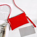 Women Zipper Shoulder Bag PU Sequins Crossbody Mini Clutch Wristlets/Red