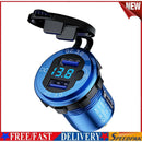 L4 Car Dual USB Charger QC3.0 USB Power Outlet w/ Voltmeter + Switch (Blue)