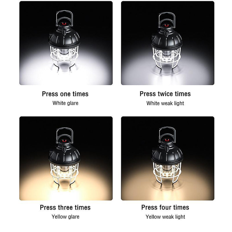 Retro Camping Light Portable Multi-function Rechargeable Camp Lamp (Black)