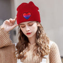 Love Heart Christmas Gift Embroidery Knit Cap Beanies Hats Rainbow Knitted Hats