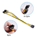 10pcs 8Pin Female to 2x8Pin(6+2) Male GPU Power Cable PCI-E Splitter Cord