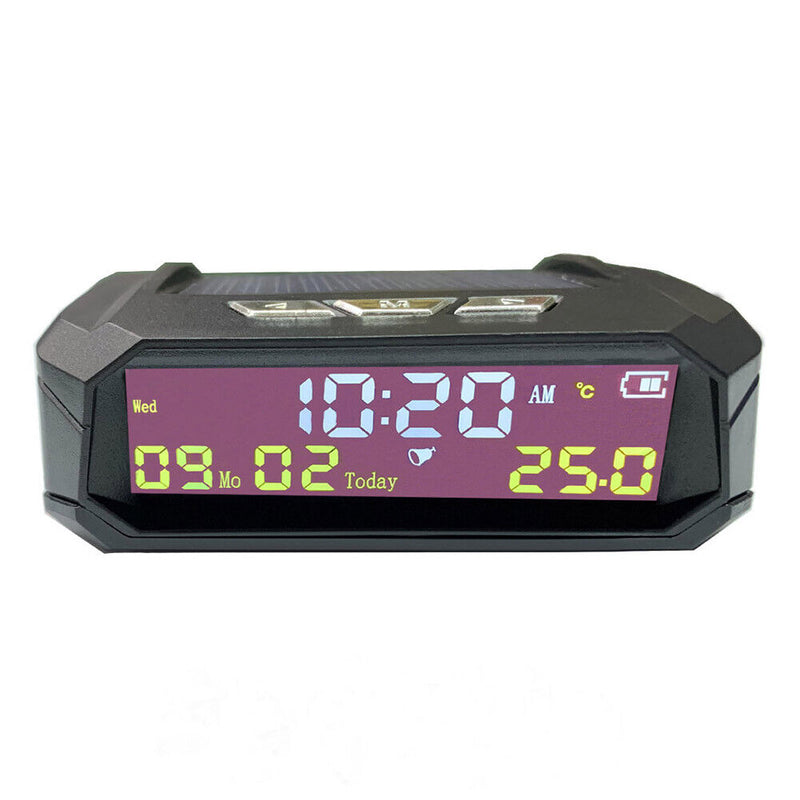 AN02 TPMS Look Solar Car Digital Clock with Date In-Car Temperature Display
