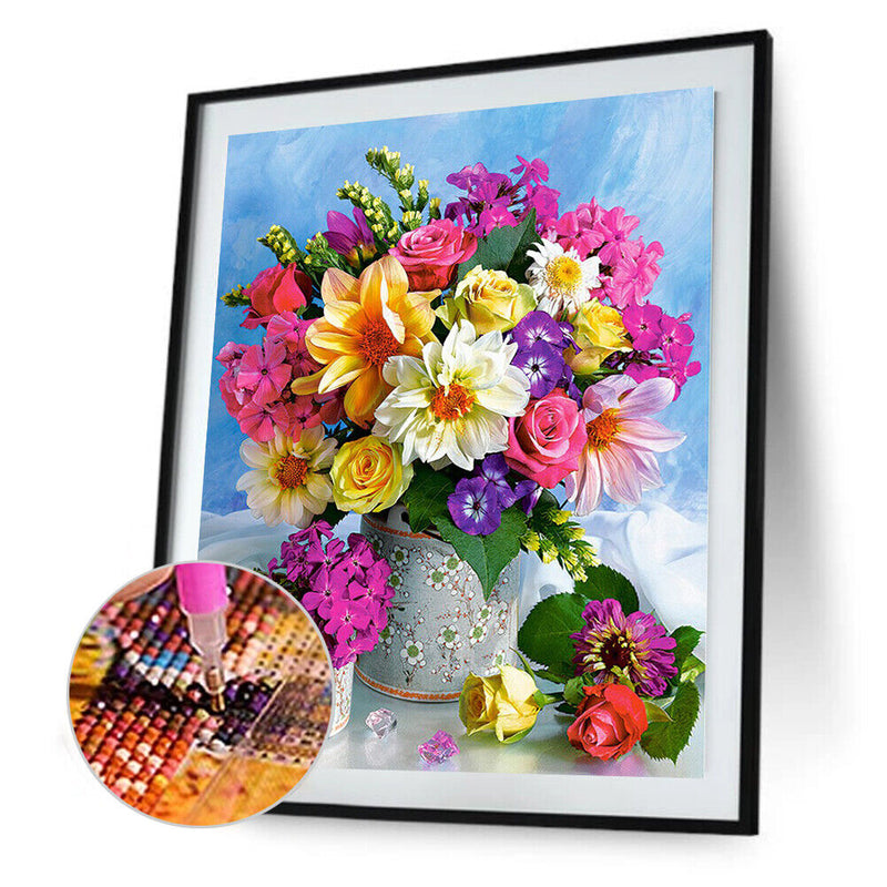 5D DIY Diamond Painting Kits Table Flowers Full Round Drill Wall Decor Art Cr