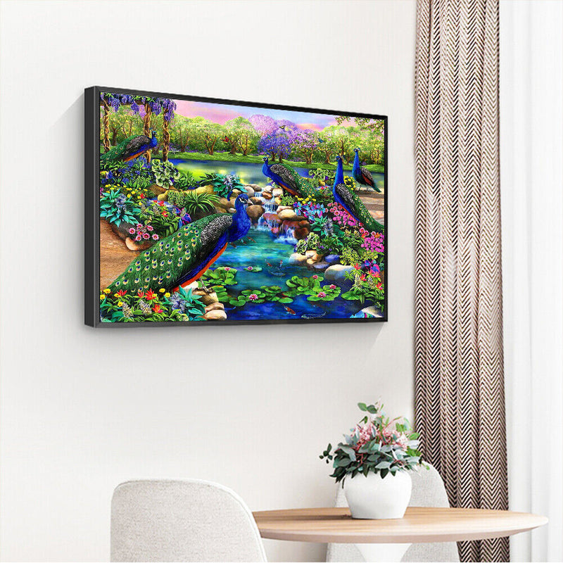 DIY Diamond Painting Full Round Drill Flowers and Peacocks Rhinestone Modern Art