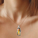 For Women Men Crystal Necklace Rainbow Stone Tree Pendant Amethyst Pendant