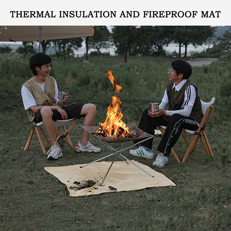Fire Pit Mat Fiberglass Camping Stove Grill Mat for Patio Lawn (45x45cm) Newly