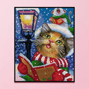 Full Cross Stitch Christmas Cat DIY Embroidery Cotton Thread Home Decor Pictures