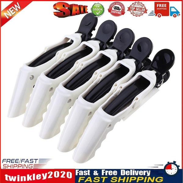 5pcs Sectioning Hair Clamps Alligator Clips Grips Hairpin (Black White) Newly