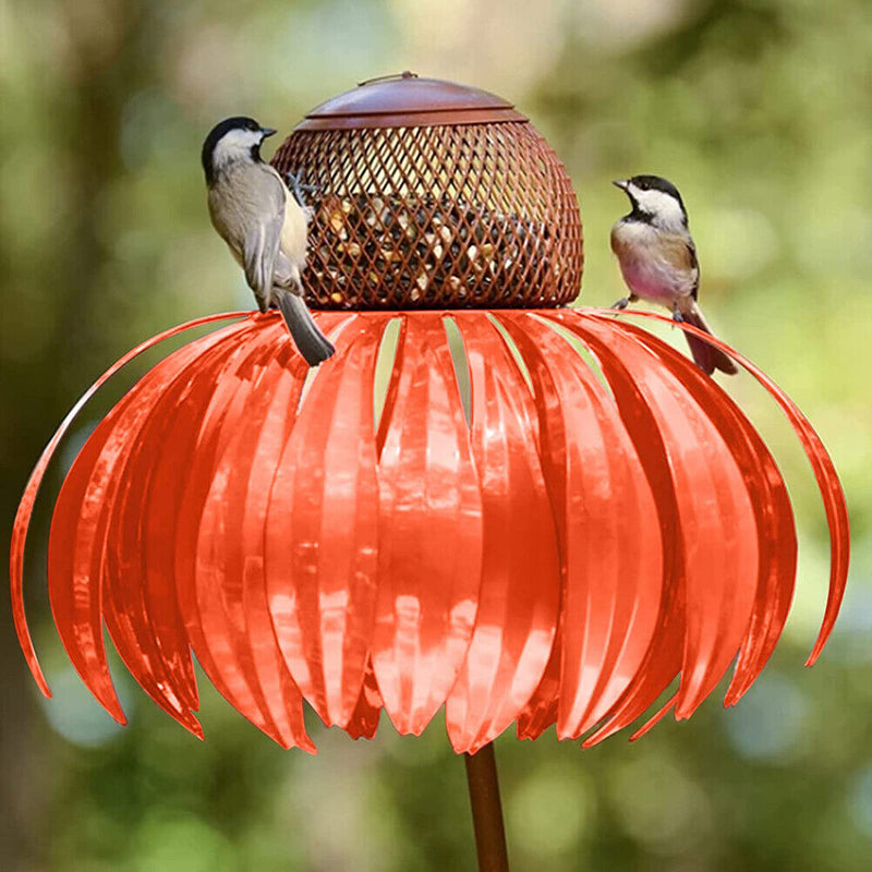 Bird Feeder Container Flower Sensation Orange Coneflower Metal Bird Feeder