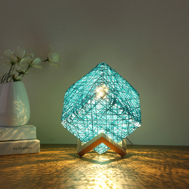 LED Square Bamboo Rattan Night Light Room Starry Sky Project Lamp (Blue) Newly