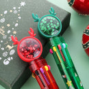 16pcs Ballpoint Pen Sequin Elk Santa Claus Retractable Multi-Color Pen Gift`