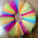Cute Kids Girls Crochet Multi Tutu Skirt Flower Hairband Photo Props (0-2M)