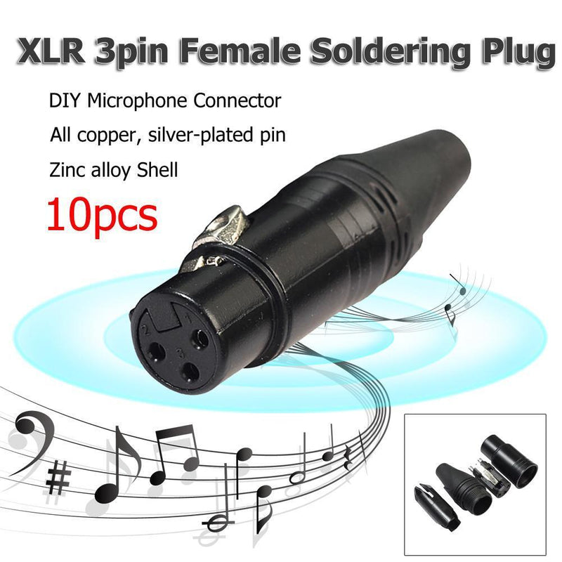 10pcs DIY Microphone XLR 3Pin Female Connector Cable Solder Plug Adapters Newly