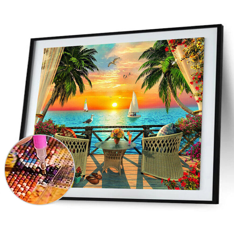 DIY 5D Diamond Painting Full Round Mosaic Sunset Handmade Picture Home Decor